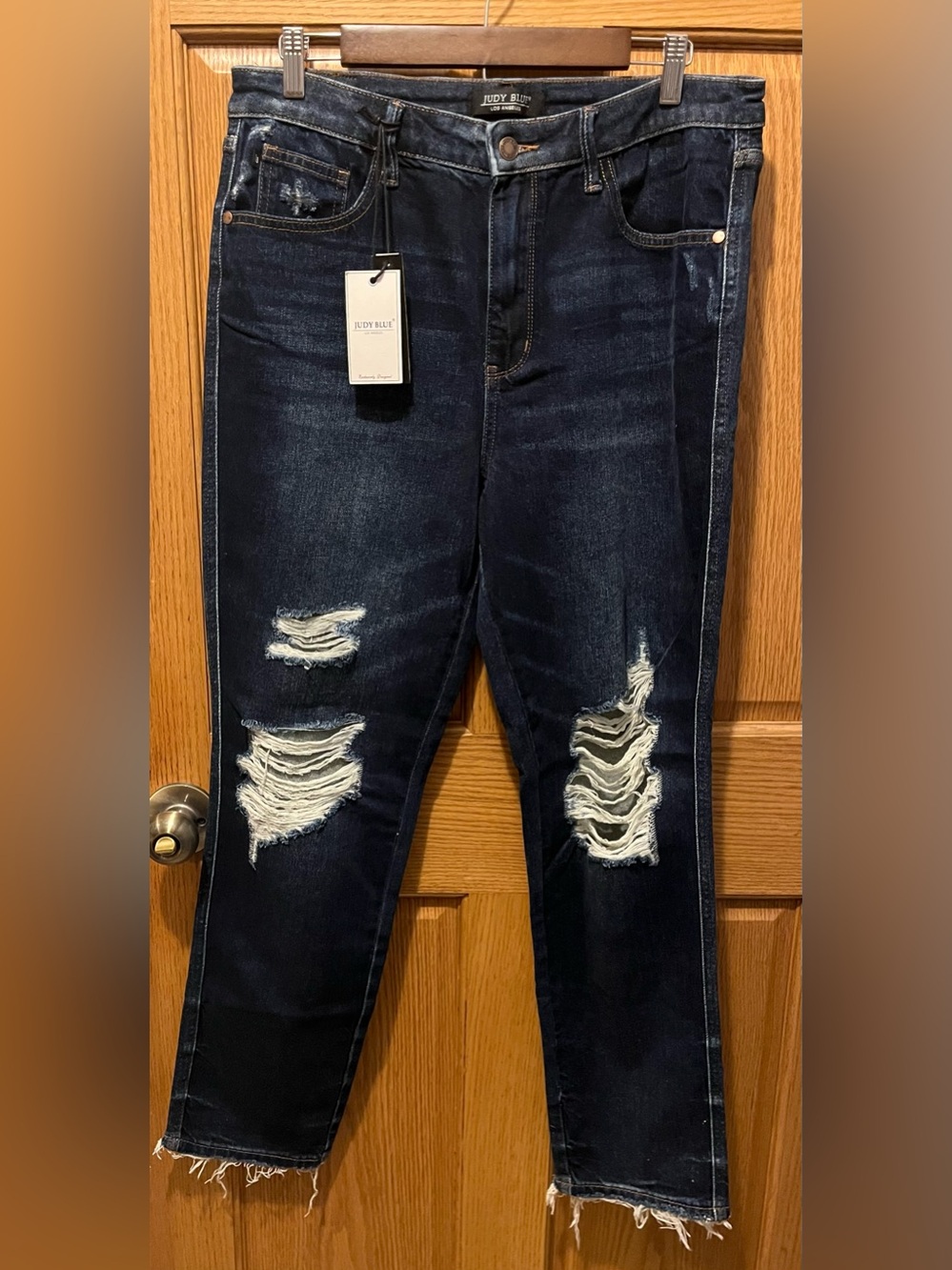 Judy Blue Dark Blue Distressed Skinny Jeans